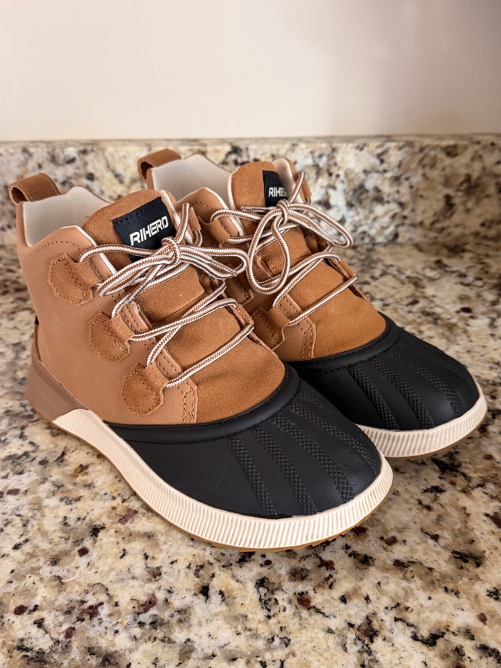 Rihero Women’s Brown and Black Waterproof Duck Boot Sneakers